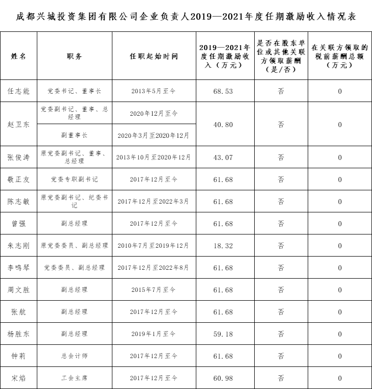 开云手机官方网站（中国）官方网站企业负责人2019—2021年度任期激励收入情况表